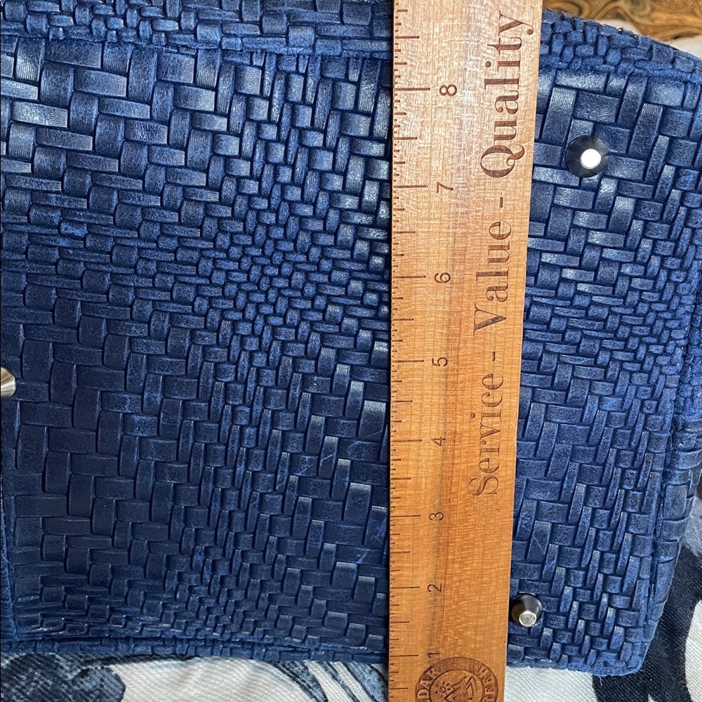 Awesome Statement Bag - Large Woven Blue Leather Tote/Travel - Tulipani Leather - Picture 6 of 16
